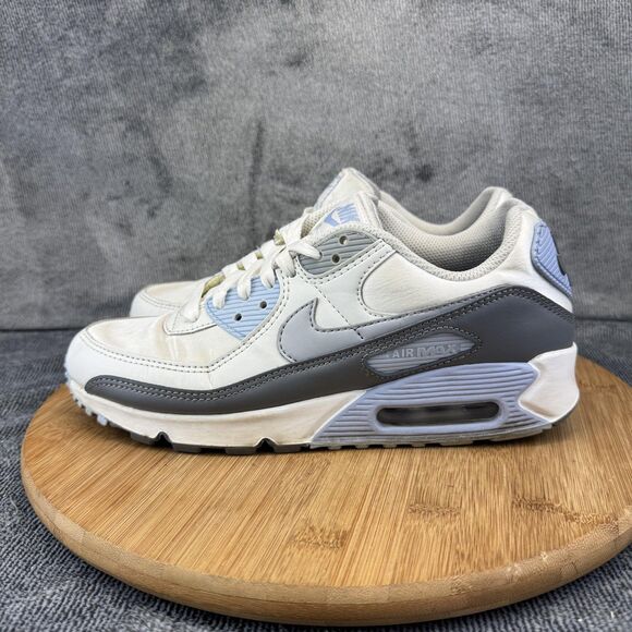 Nike Air Max 90 Shoes Womens Size 8.5 White Gray Light Blue Running FB8570-100 - Picture 3 of 9